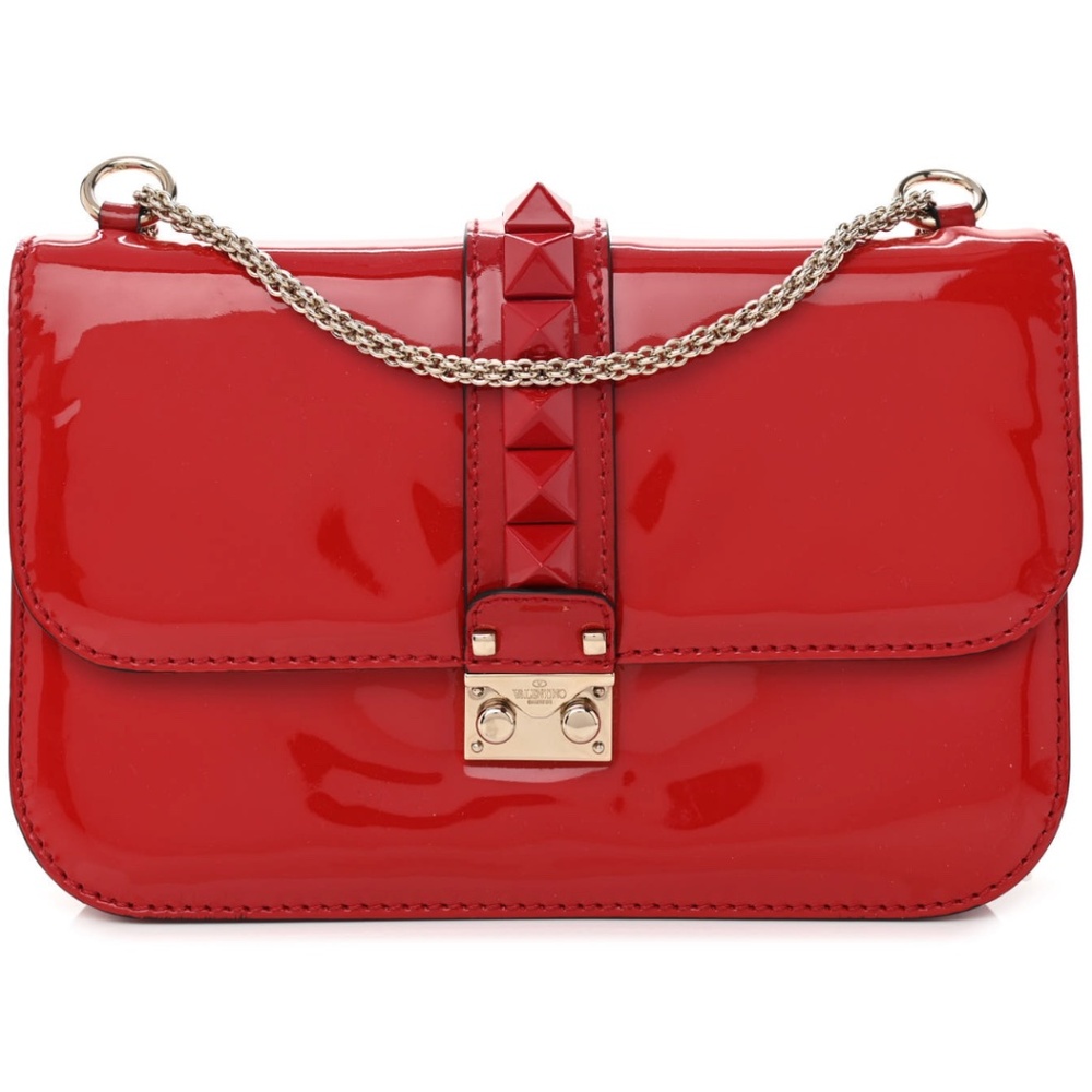 VALENTINO GARAVANI  Patent Monochrome Glam Lock Rockstud Flap